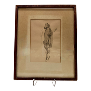 Robert Henry Nude Figural Study 1963 Ink Wash Drawing Framed