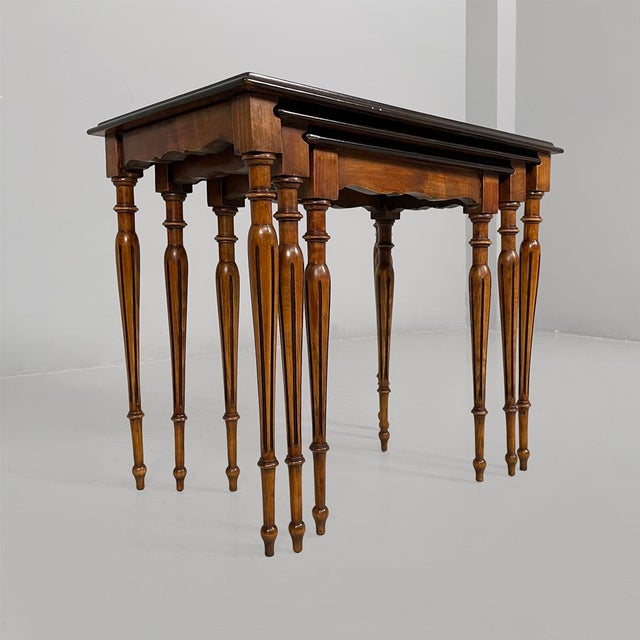 Mid-Century Modern Italian Wooden Nesting Coffee Tables, 1940s, Set of 3 For Sale - Image 6 of 11