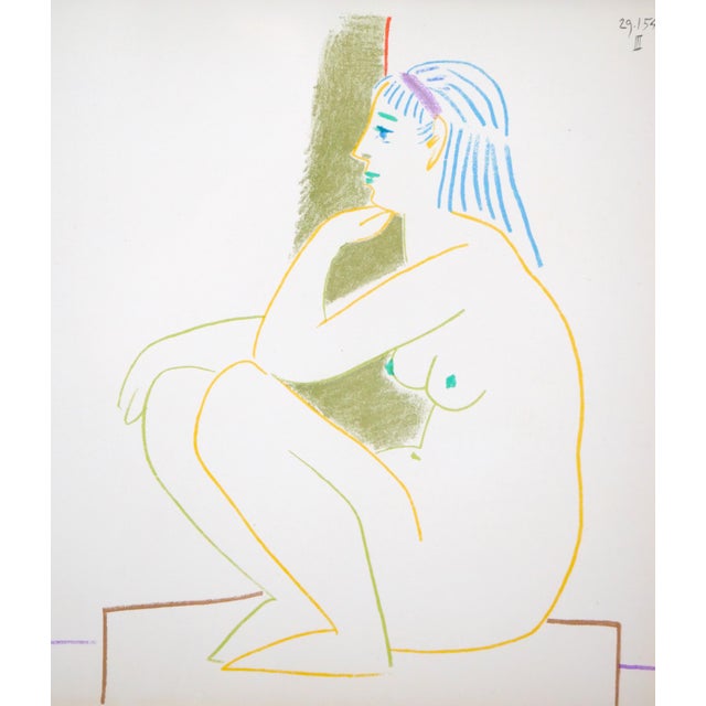 Mid 20th Century Gilt Wood Frame Pablo Picasso Lithograph "La Comedie Humaine" For Sale - Image 5 of 12