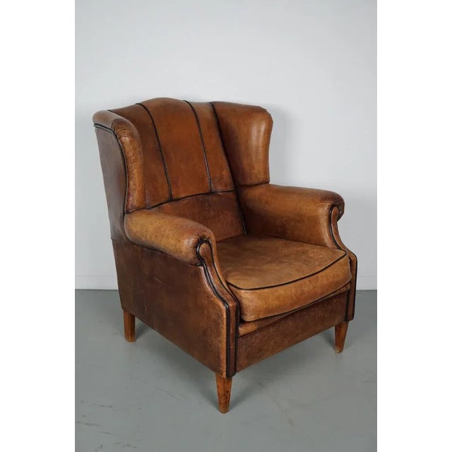Vintage Dutch Club Chair in Cognac Colored Leather For Sale - Image 12 of 17