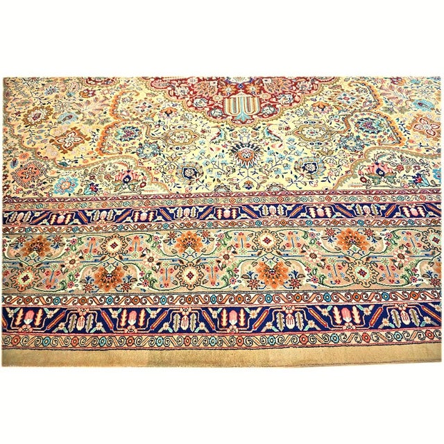 Antique Persian Tabriz 10x13 Tan, Taupe, & Gold Handmade Area Rug #1143243 For Sale - Image 9 of 10