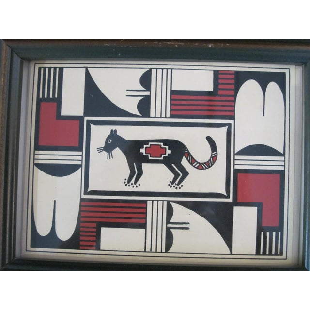 Native American Native American Set of 3 Framed Geometric Animal Art Prints For Sale - Image 3 of 6