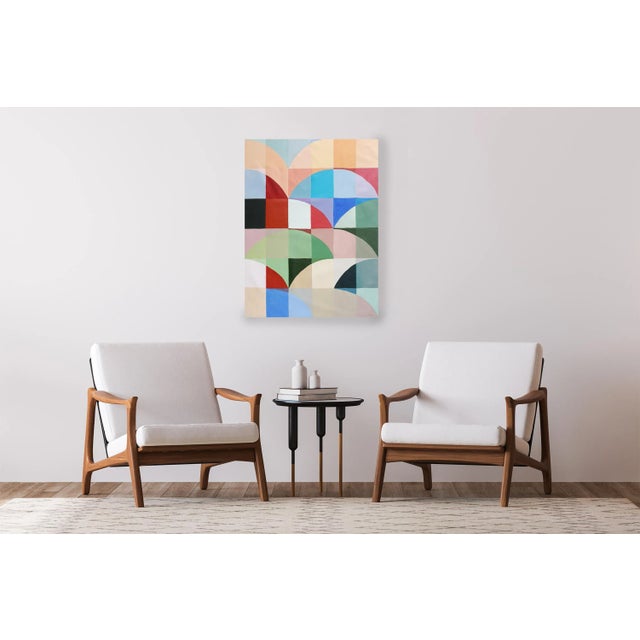 Textile 2024, Geometric Bauhaus Painting on Canvas, "Coloured Horizons", Painting on Canvas by Natalia Roman For Sale - Image 7 of 8