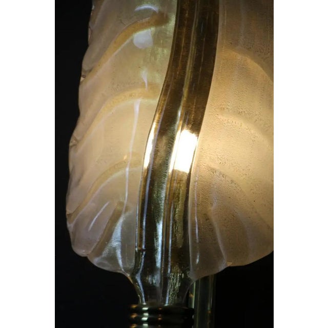 White and Gold Murano Glass Wall Lights in the Shape of Leaves, Set of 2 For Sale - Image 10 of 18