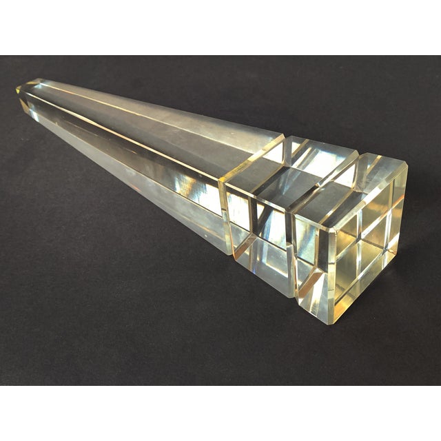 Transparent Vintage Glass Obelisk For Sale - Image 8 of 8