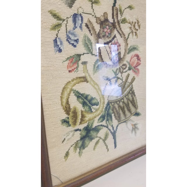 Traditional Mid 20th Century Vintage Framed Needlepoint For Sale - Image 3 of 10