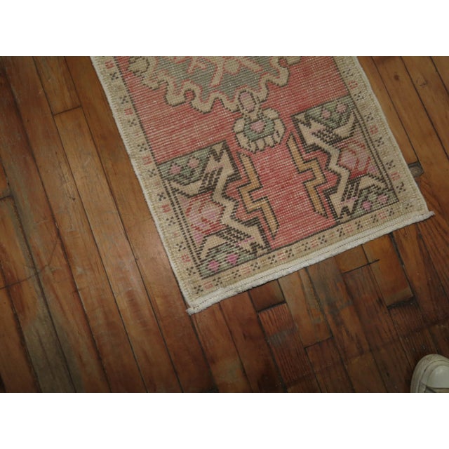 One of a kind, mid 20th-century Hand-knotted light Pink color Turkish Anatolian Small Size Rug. Professionally Washed &...