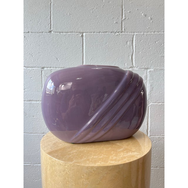 Postmodern Sculptural Aubergine Glazed Ceramic Vase by Jenkins Ceramics For Sale - Image 4 of 9
