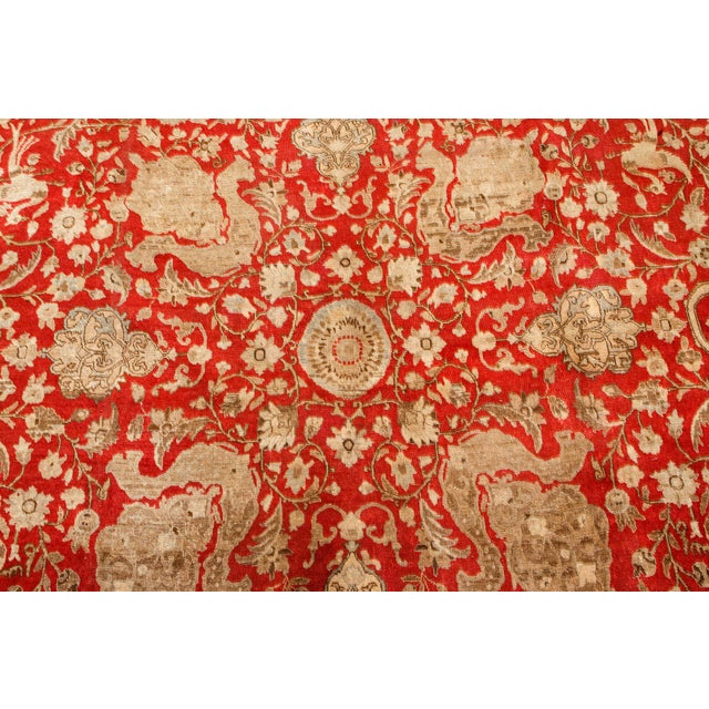 19th Century Persian Tabriz Red Hand Knotted Wool Carpet For Sale In New York - Image 6 of 8