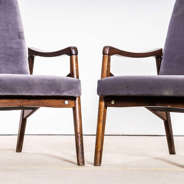 1950s Armchairs in Grey Cotton Velvet from Jaroslav Smidek, 1950s For Sale - Image 5 of 11