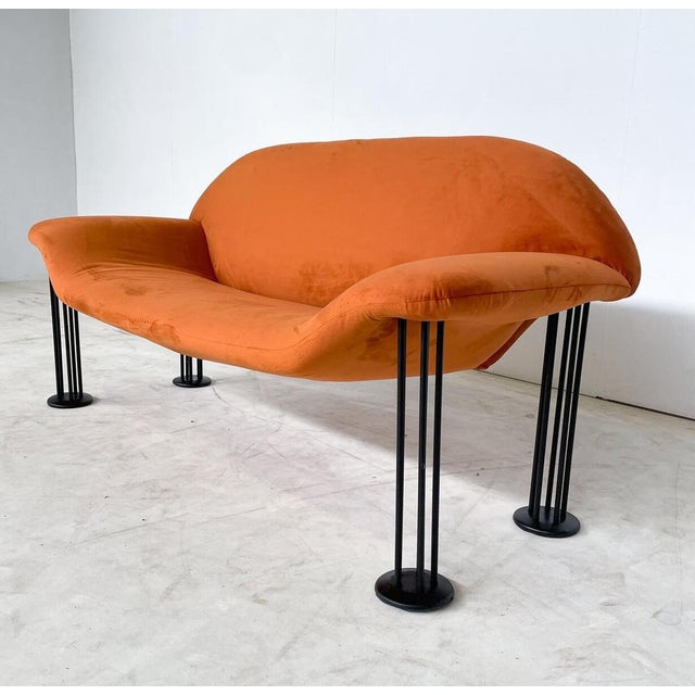 Mid-Century Modern Orange Sofa attributed to Burkhard Vogtherr for Hain + Tohme, 1980s For Sale - Image 4 of 6