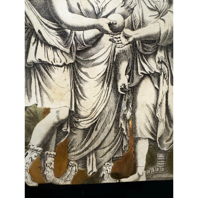1950s 1950s Neoclassic Decoupage Reverse Painting Engraving Framed Art - Set of 2 For Sale - Image 5 of 9