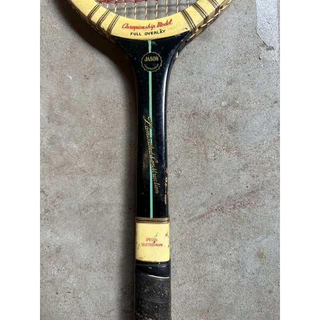 1970s Vintage Collection of Miscellaneous Wooden Tennis Rackets With Guard and Cover For Sale - Image 5 of 11