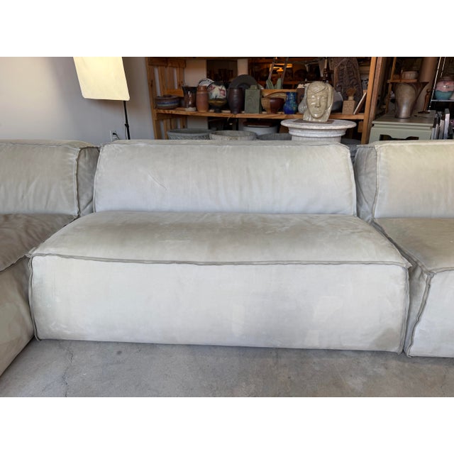 2000 - 2009 Italian Paola Navone for Baxter “Miami Soft” Modular Leather Sofa With Two Ottomans For Sale - Image 5 of 18