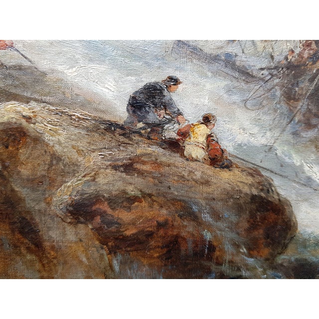 Gray French School - 1874 - Shipwreck - Seascape - Romantism - Oil on Canvas - Monogrammed For Sale - Image 8 of 12