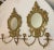 Discover the elegance of a bygone era with this pair of large, ornate vintage figural brass wall sconce mirrors. Each...