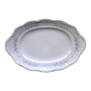 Early 20th Century Mitterteich 12-1/2" Blue & White Serving Platter For Sale