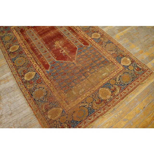 Traditional and Special in a Red Background Color Antique Turkish Ghiordes Prayer Rug For Sale - Image 4 of 12