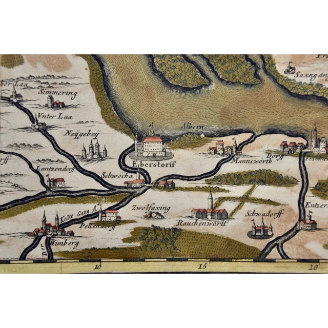 Vienna, Austria: A Large 17th Century Hand-Colored Map by Sanson and Jaillot, 1695 For Sale - Image 10 of 12