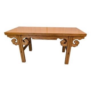 Vintage McGuire Asian Style Oak Bench, Mid 20th Century For Sale