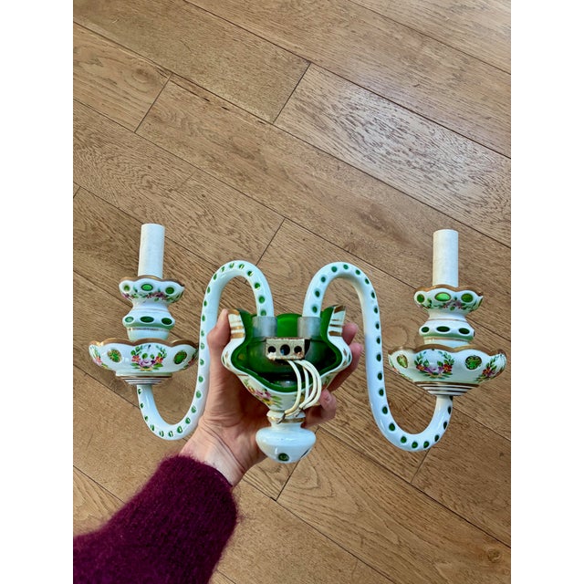 Bohemian Glass Wall Lights, 1950, Set of 2 For Sale - Image 3 of 4