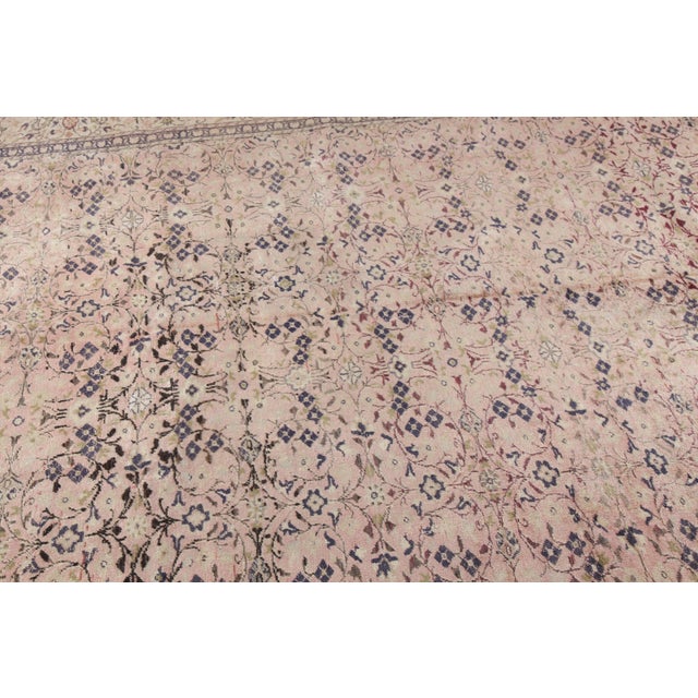 Textile 1940s Handmade Flower Design Floor Rug -6' 9'' X 9' 4'' For Sale - Image 7 of 10