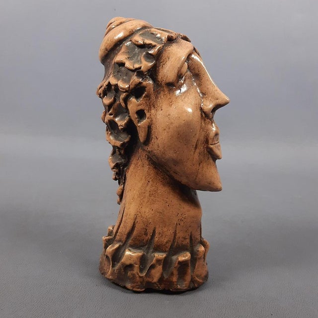 Brutalist Terracotta Sculpture of Elongated Face, 20th Century For Sale - Image 13 of 13