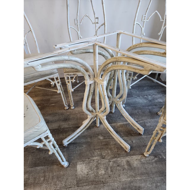 Cast Aluminum Faux Bamboo Kessler Industries Dining Set, Attributed - 7 Piece Set For Sale In New York - Image 6 of 13
