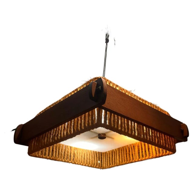 Brown Acryl Wooden Ceiling Light from Temde, 1970s For Sale - Image 8 of 8