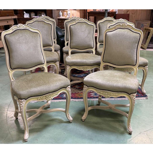 Vintage Louis XV Style Beech Chairs, 1970s, Set of 8 For Sale - Image 11 of 11