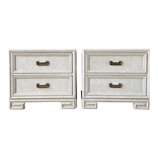 Vintage Lexington Chinoiserie Faux Wicker Nightstands For Sale