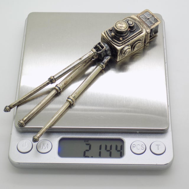 Silver Vintage Italian Handmade Silver Tripod Camera Long Figurine, 1960s For Sale - Image 8 of 10