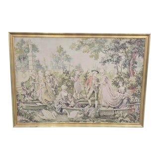 Mid 20th Century Large French Style Courtyard Tapestry For Sale