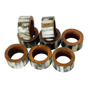 1960s 8 PCS Vintage Coastal Abalone Shell Napkin Rings