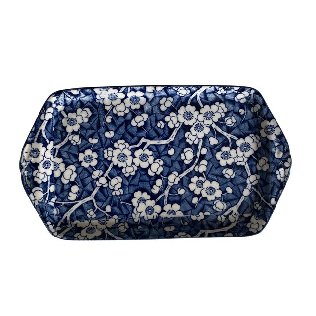 English Vintage Booths "Real Old Willow" Blue & White English Ironstone Rectangular Serving Dish For Sale - Image 3 of 4