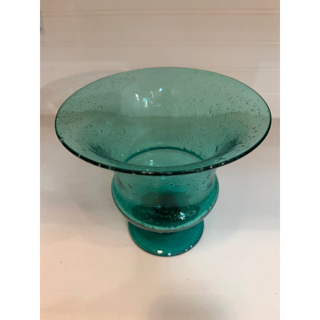 1990s Blenko Teal Vase For Sale - Image 5 of 5
