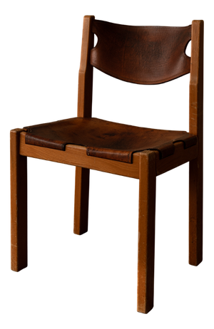 Vintage French Elm and Cognac Leather Chair from Maison Regain, 1970s