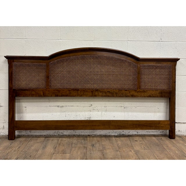 Vintage Ethan Allen Classic Manor King Size Maple and Cane Headboard 15-5655 For Sale - Image 9 of 12