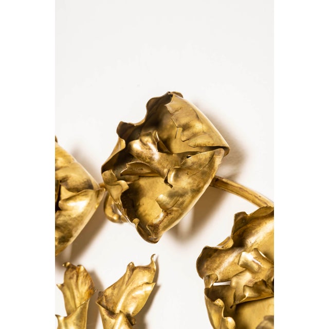 Large Art Nouveau Thistle Wall Sconce in Hammered Brass, France, 20th Century For Sale - Image 12 of 17