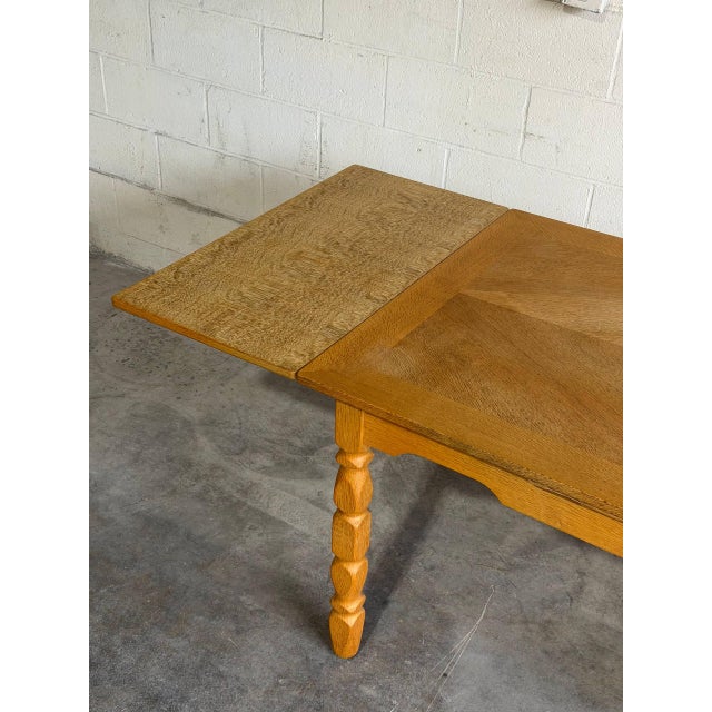 Brown Vintage Danish Oak Expandable Dining Table by Henning Kjærnulf Draw Leaf Table MCM For Sale - Image 8 of 10