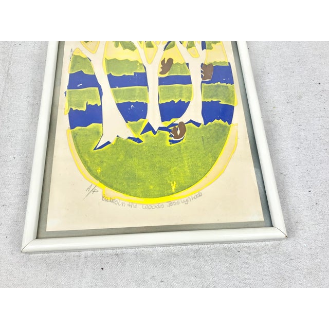 Mid 20th Century Mid 20th Century "Babes in the Woods" Artists Proof Linocut Print, Framed For Sale - Image 5 of 10