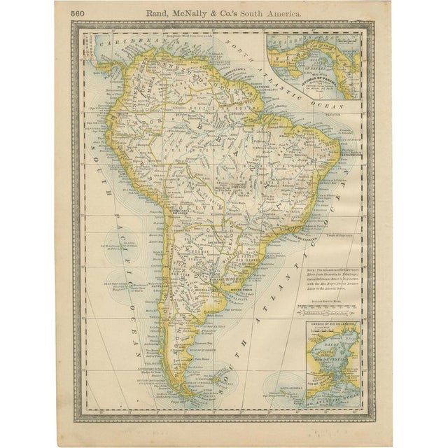 Antique South America Map by Rand McNally, 1888 For Sale - Image 9 of 9