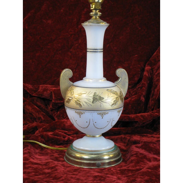 Table Lamp Glass Urn Vase Antique Bohemian Moser Gold Leaves For Sale - Image 18 of 18