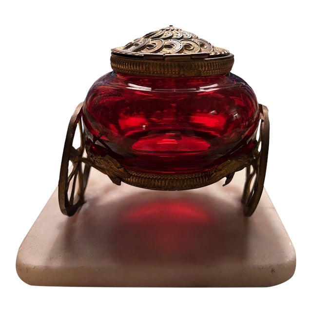 Antique Palais Royal Bronze Ink Well Chariot For Sale