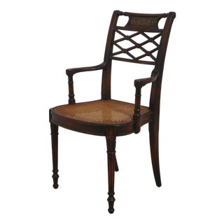 Theodore Alexander Regency Style Cane Seat Arm Chair For Sale