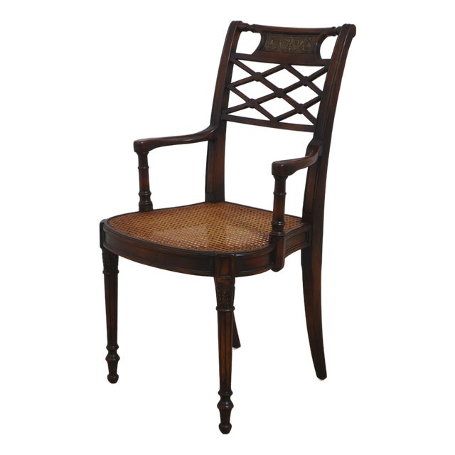 Theodore Alexander Regency Style Cane Seat Arm Chair For Sale
