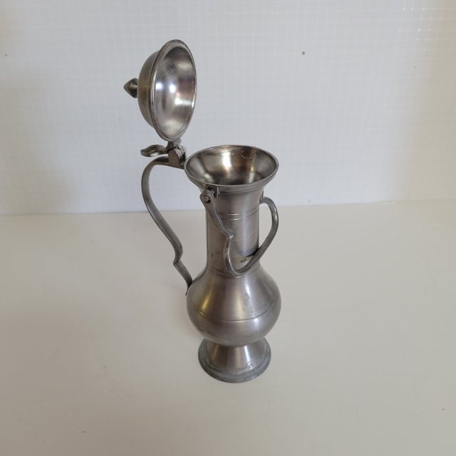 Continental Pewter Flagon With Hinged Lid, C. 1900 For Sale - Image 4 of 7