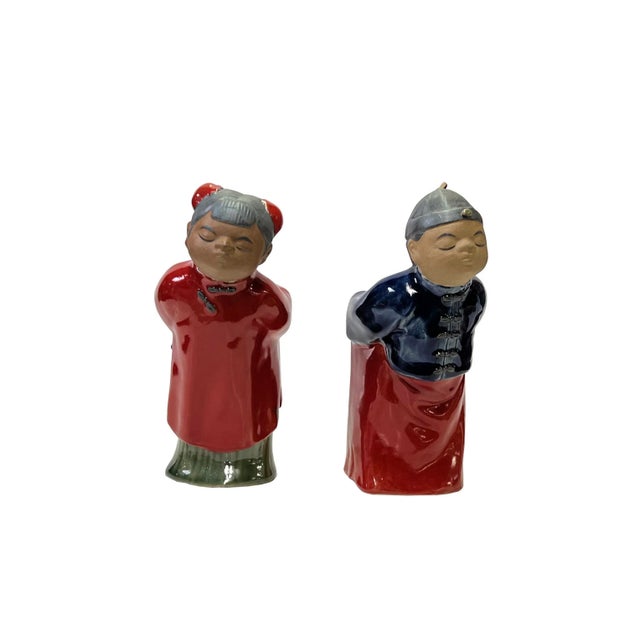 2020s Pair Chinese Oriental Ceramic Traditional Happy Cute Couple Figures For Sale - Image 5 of 5