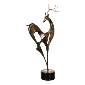 Curtis Jere Brass Stag Deer on Marble Base Mid Century Modern Table Sculpture