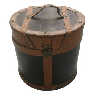 Vintage Round Wooden Hatbox, 1950s For Sale